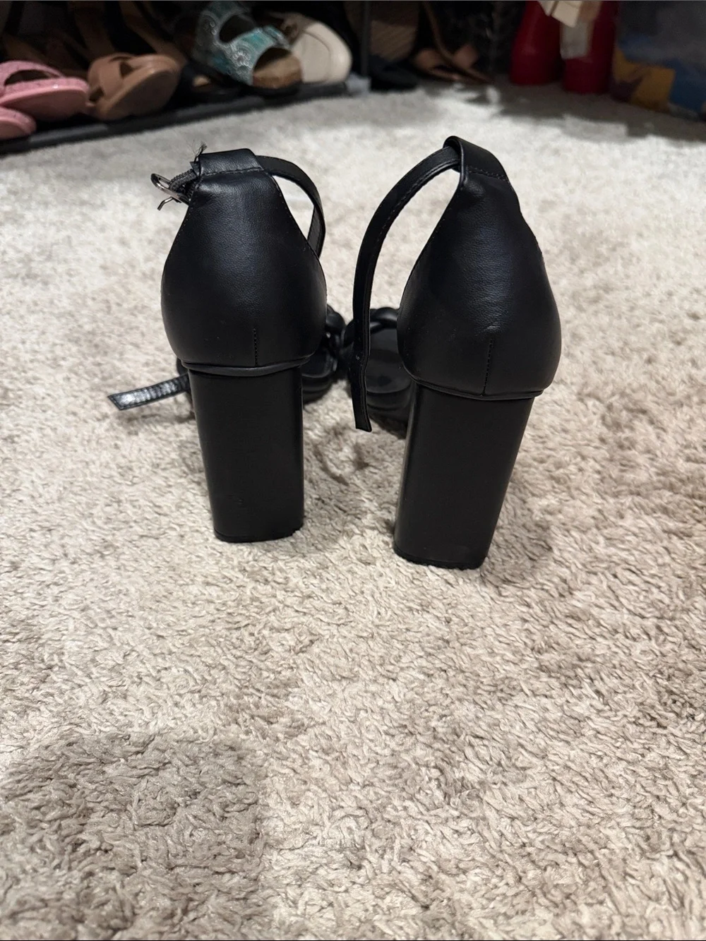 Black Braided Strap High Heel Sandals - Women